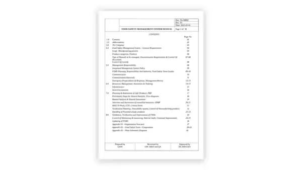 iso-22000 sample: M002-FSMS Manual-Content