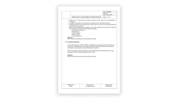 iso-22000 sample: M002-FSMS Manual-FSMS general requirements