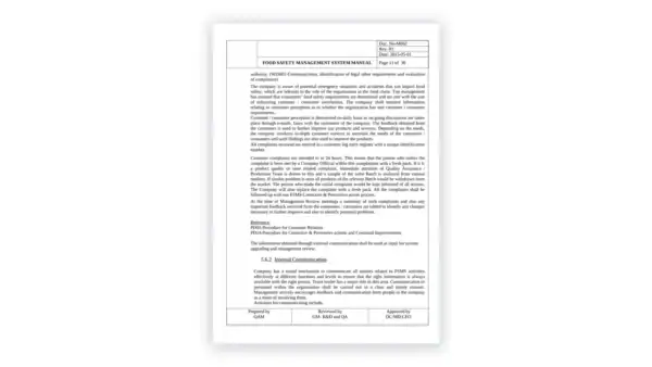 iso-22000 sample: M002-FSMS Manual-Management responsibility