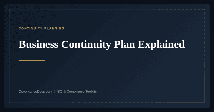 Business Continuity Plan — guide from Governance Docs