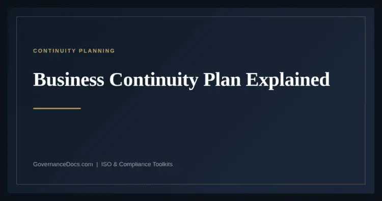 Business Continuity Plan — guide from Governance Docs