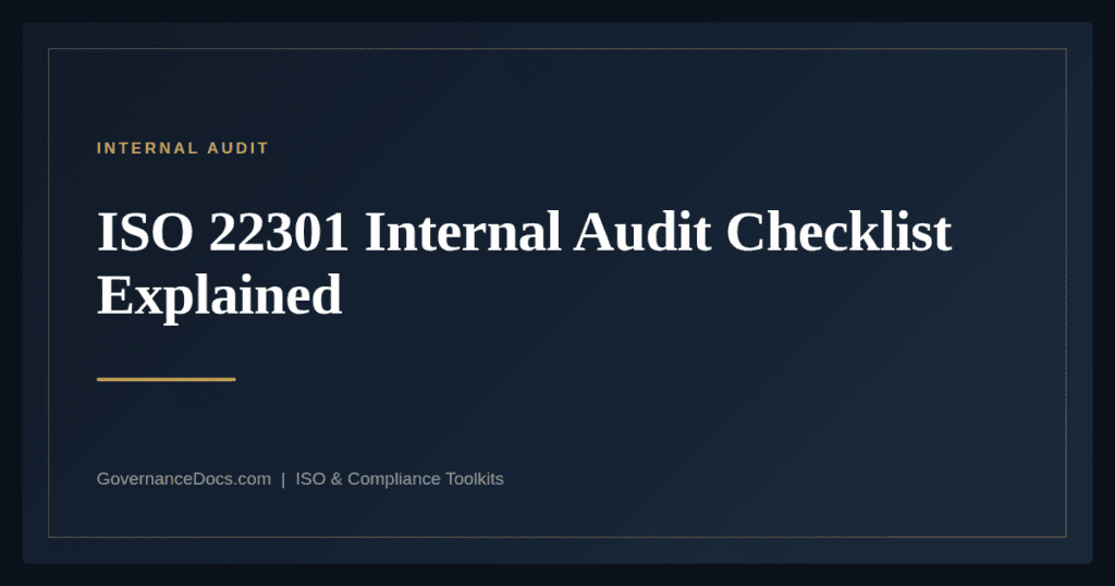ISO 22301 Internal Audit Checklist — guide from Governance Docs