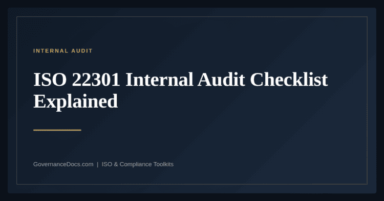 ISO 22301 Internal Audit Checklist — guide from Governance Docs