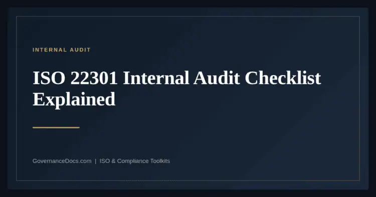ISO 22301 Internal Audit Checklist — guide from Governance Docs