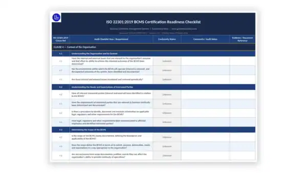 iso-22301 sample: BCMS-FORM-00-1_ISO22301_Certification_Readiness_Checklist
