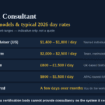 ISO 27001 consultant engagement models and typical 2026 day rates