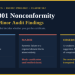 ISO 27001 nonconformity classification chart comparing major and minor audit findings