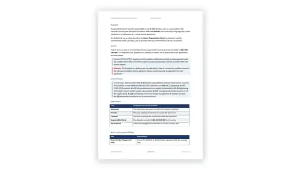 ISO 27017 Toolkit sample: GDL-CLD-SHR-003 - Cloud Service Agreement Security Schedule