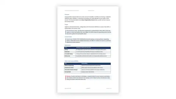 ISO 27017 Toolkit sample: GDL-CLD-RES-001 - Cloud Backup and Restoration Standard