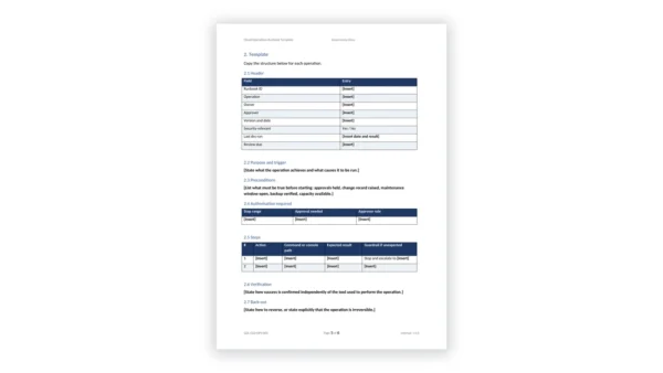 ISO 27017 Toolkit sample: GDL-CLD-OPS-005 - Cloud Operations Runbook Template