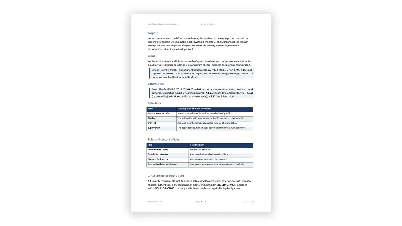 ISO 27017 Toolkit sample: GDL-CLD-DEV-002 - Cloud Secure Development Standard
