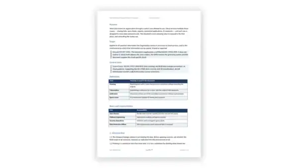 ISO 27017 Toolkit sample: GDL-CLD-DEV-003 - Data Masking and Leakage Prevention Standard