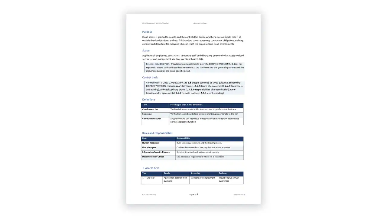 ISO 27017 Toolkit sample: GDL-CLD-PPS-001 - Cloud Personnel Security Standard