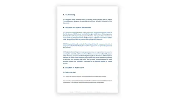 ISO 27701 toolkit sample: PIMS- DOC- A72 Data Processing Agreement