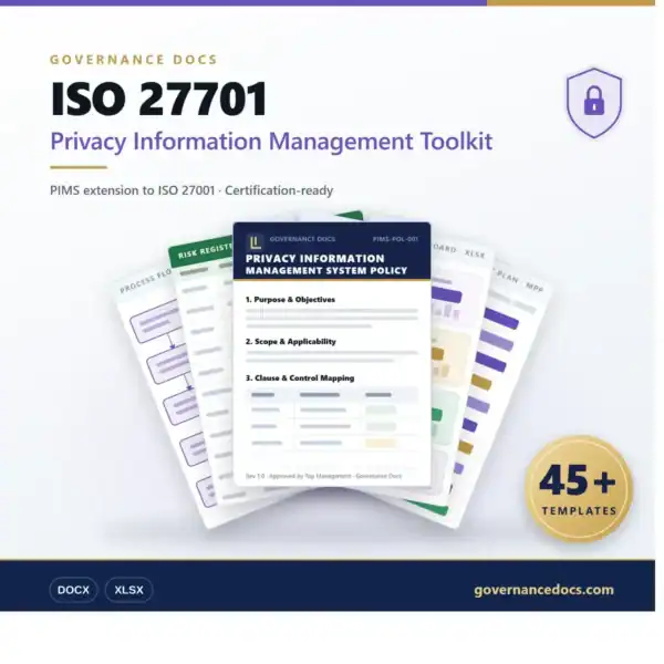 ISO 27701 Privacy Information Management Toolkit for Governance Docs.