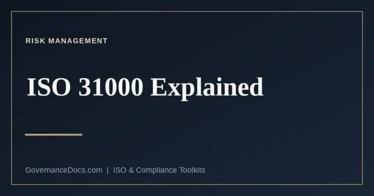 ISO 31000 risk management — principles, framework and process