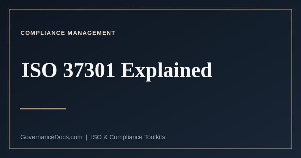 ISO 37301 compliance management systems standard