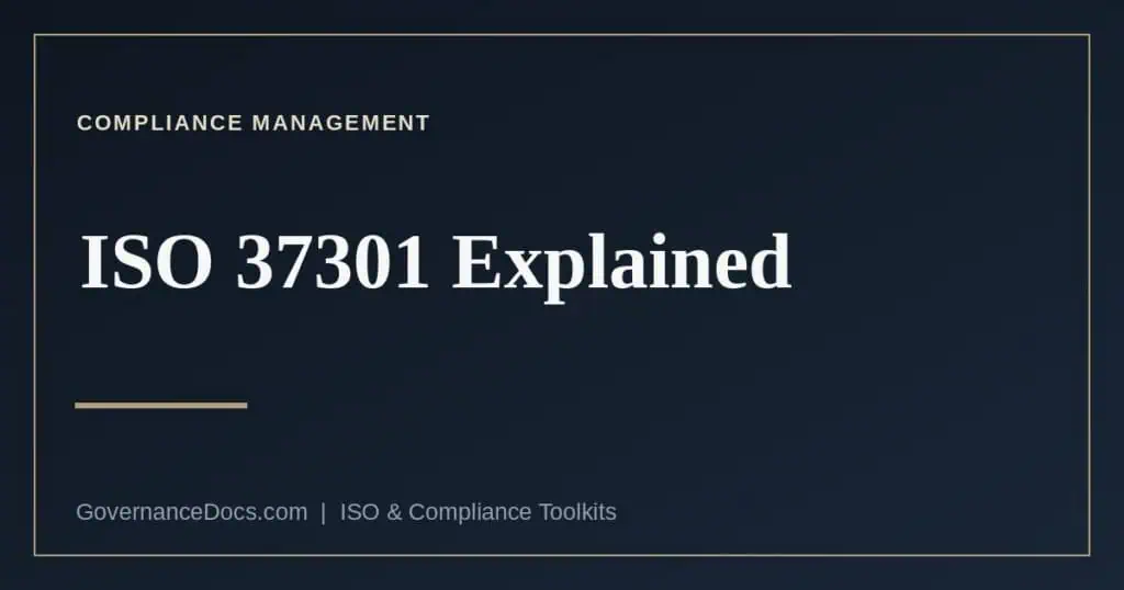 ISO 37301 compliance management systems standard