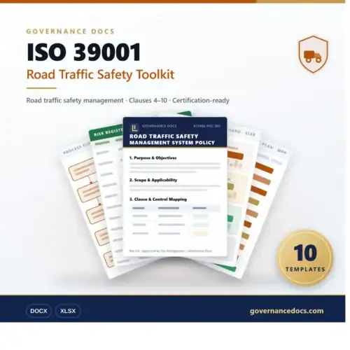 Road Traffic Safety Toolkit for ISO 39001 compliance and management.
