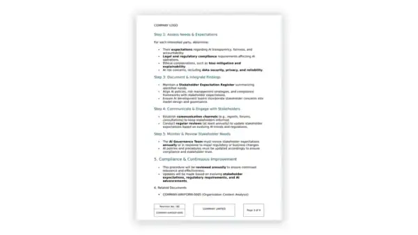 ISO 42001 toolkit sample: COMPANY_QM_SOP_0005_Procedure for Understanding the Needs and Expectations of In