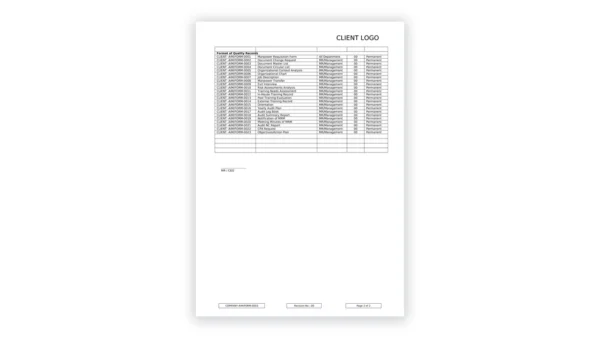 ISO 42001 toolkit sample: Documents Master List