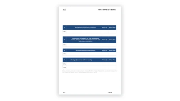 iso-45001 sample: F-OHS-06 MRM Minutes of Meeting