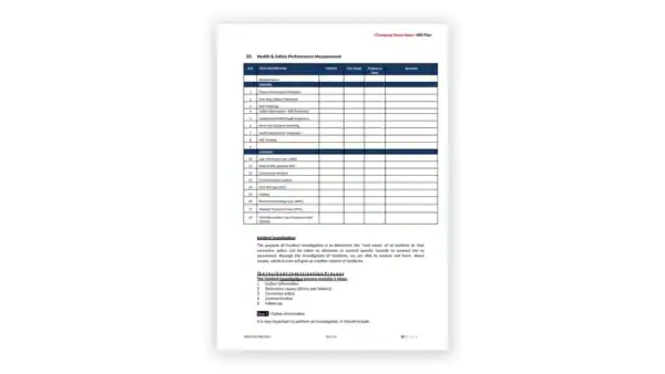 iso-45001 sample: OHSP-01 HSE Plan
