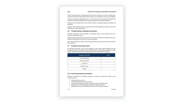 iso-45001 sample: P-OHS-10 Procedure for Emergency preparedness and response