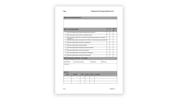 ISO 9001 toolkit sample: F-QMS-18 Change Request Form