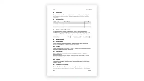 ISO 9001 toolkit sample: P-QMS-02 QMS Objectives V1.0