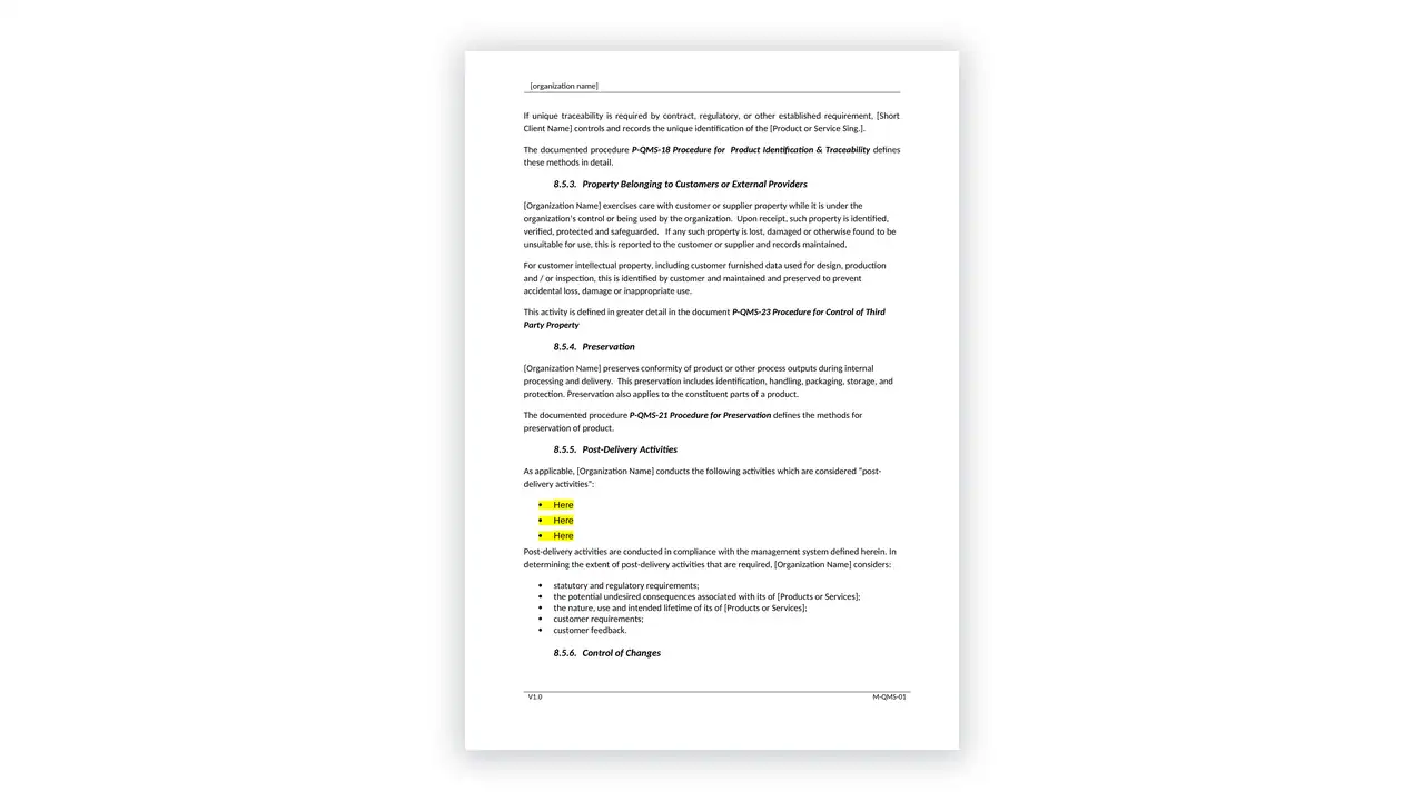 ISO 9001 toolkit sample: QMS Manual V1.0