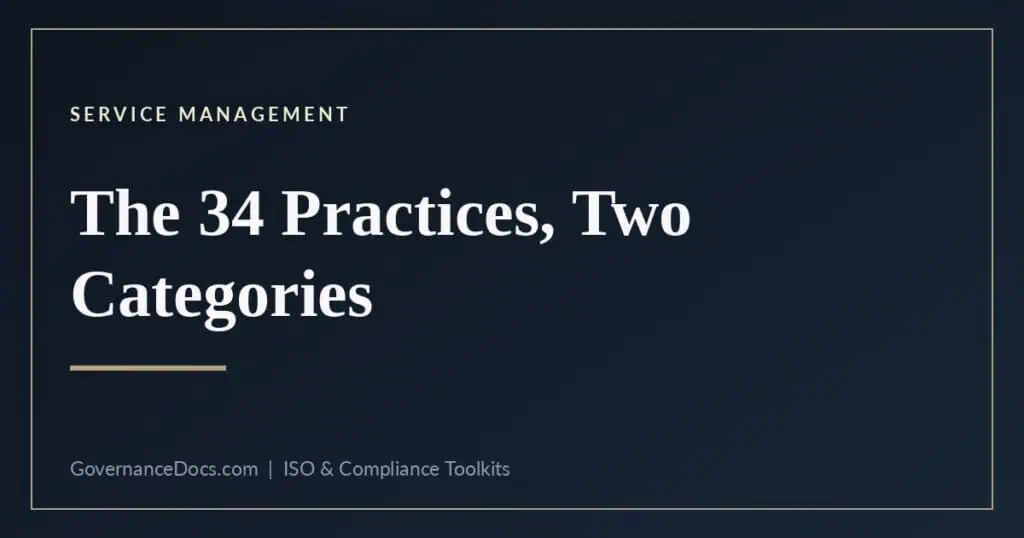 ITIL 5 practices - all 34 in two categories