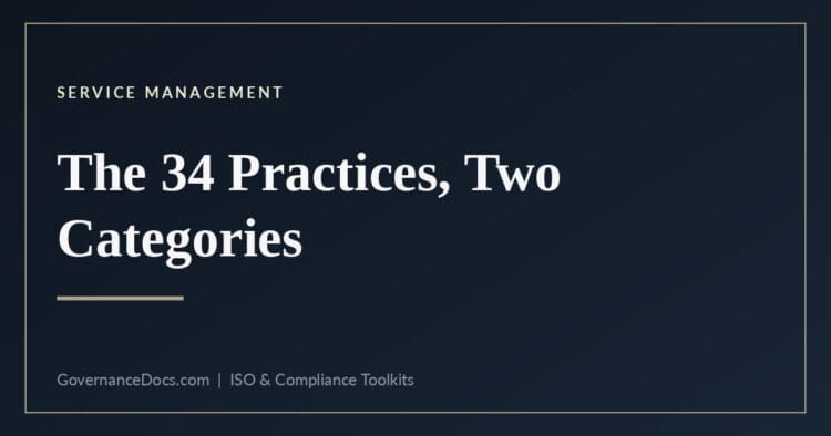 ITIL 5 practices - all 34 in two categories