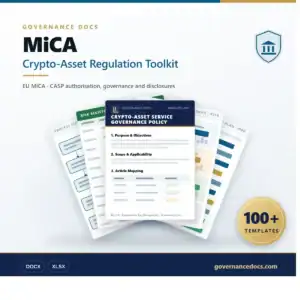 Crypto-Asset Regulation Toolkit for EU MiCA compliance and governance.