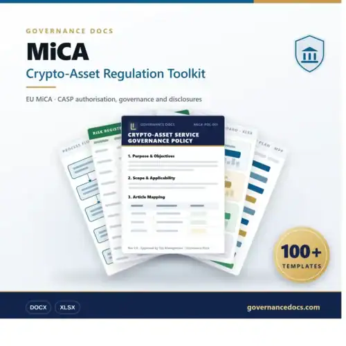 Crypto-Asset Regulation Toolkit for EU MiCA compliance and governance.