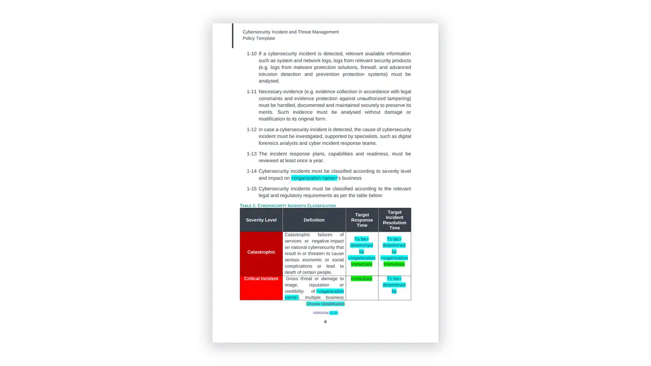 NCA cybersecurity toolkit sample: POLICY_Cybersecurity_Incident_and_Threat_Management_Template_en-