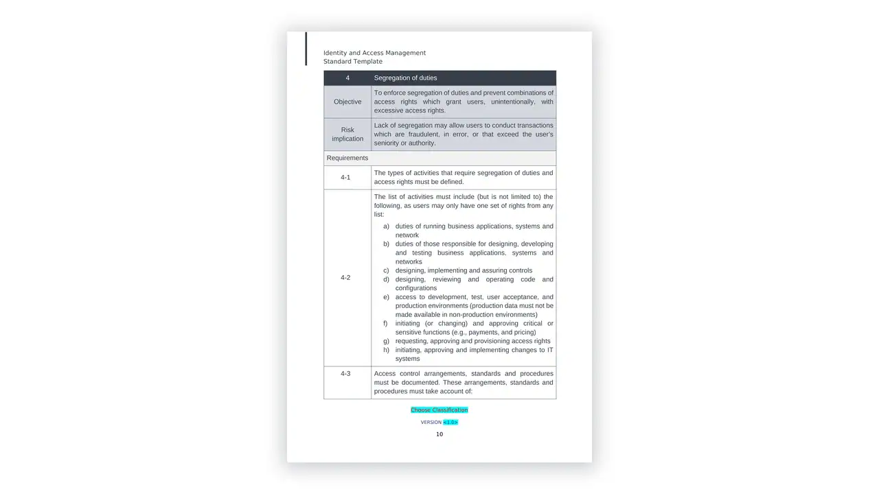 NCA cybersecurity toolkit sample: STANDARD_Identity-and-Access-Management_template_en-