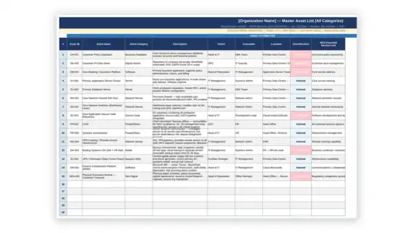 NIS 2 toolkit sample: Asset Register