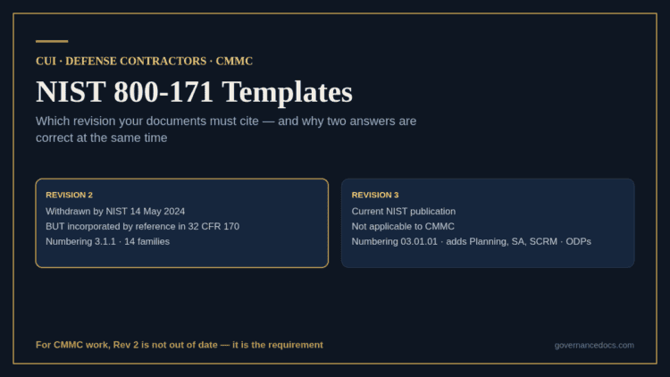 NIST 800-171 templates: why Rev 2 remains the CMMC requirement though NIST withdrew it