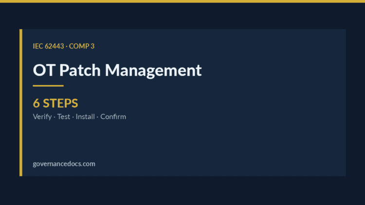 OT Patch Management process diagram for governance and security.