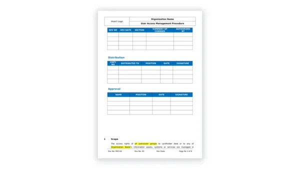 PCI DSS toolkit sample: User-Access-Management