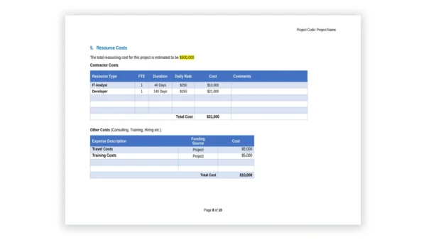 Project Management toolkit sample: Resource Management Plan Word Template - v0.1