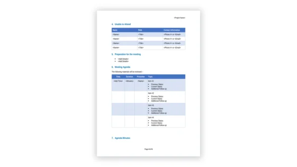 Project Management toolkit sample: Project Management Meeting Agenda Template Word Version - v0.1