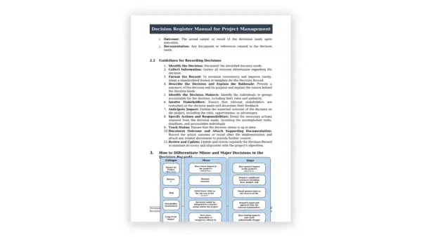 Project Management toolkit sample: Decision Register Manual for Project Management