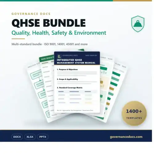 QHSE management system manual and templates for quality, health, safety, environment.