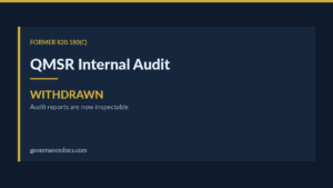 QMSR Internal Audit report marked as withdrawn with inspection update.