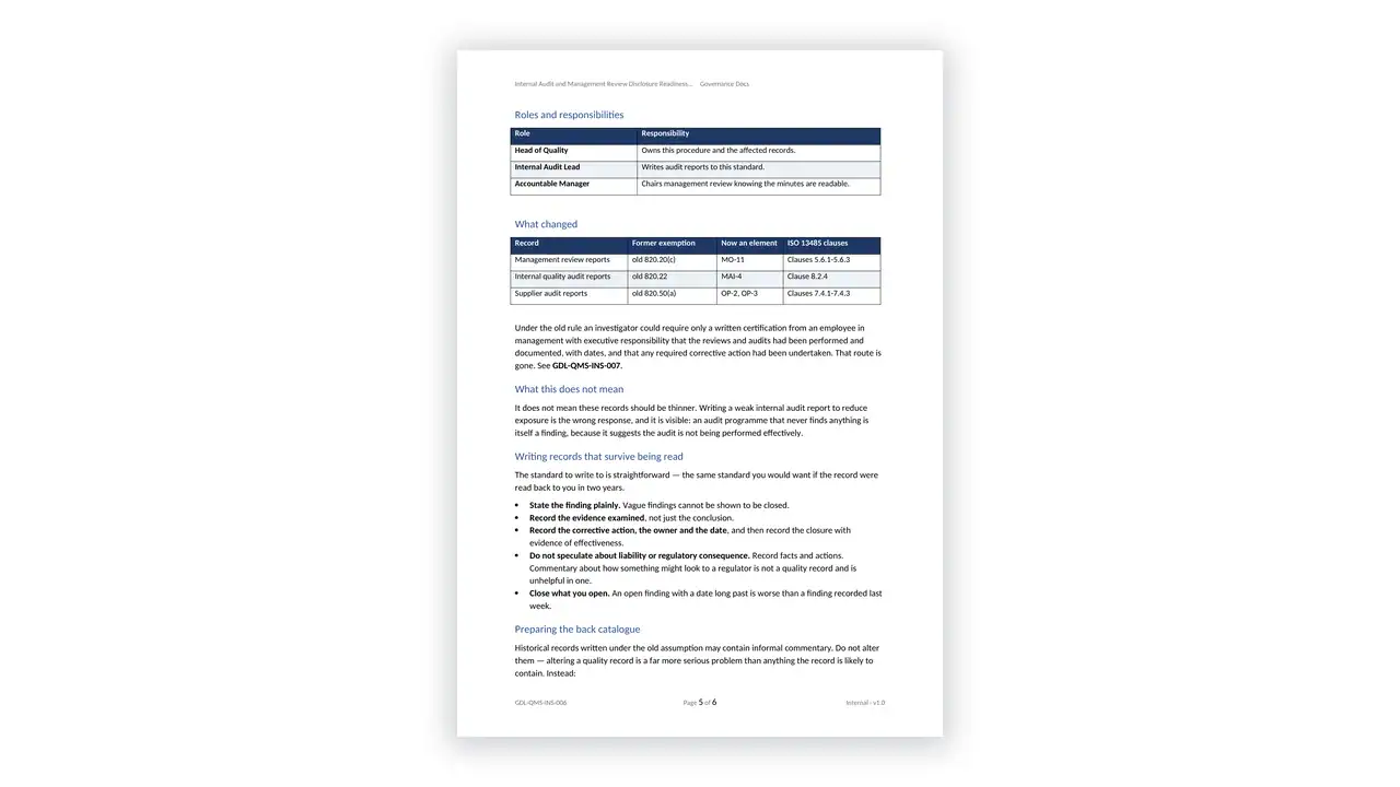 Governance document page showing rules and responsibilities for organizations.