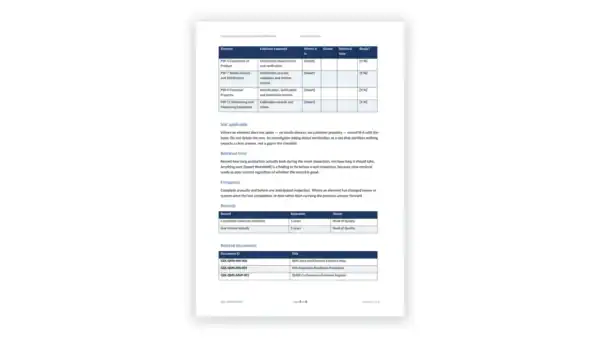 Governance Docs policy table with compliance and documentation details.