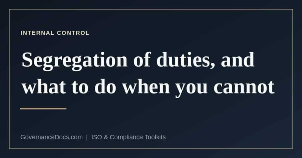 The three levels at which segregation of duties has to be established