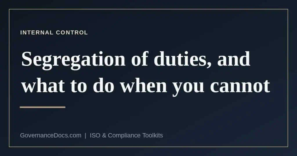 The three levels at which segregation of duties has to be established